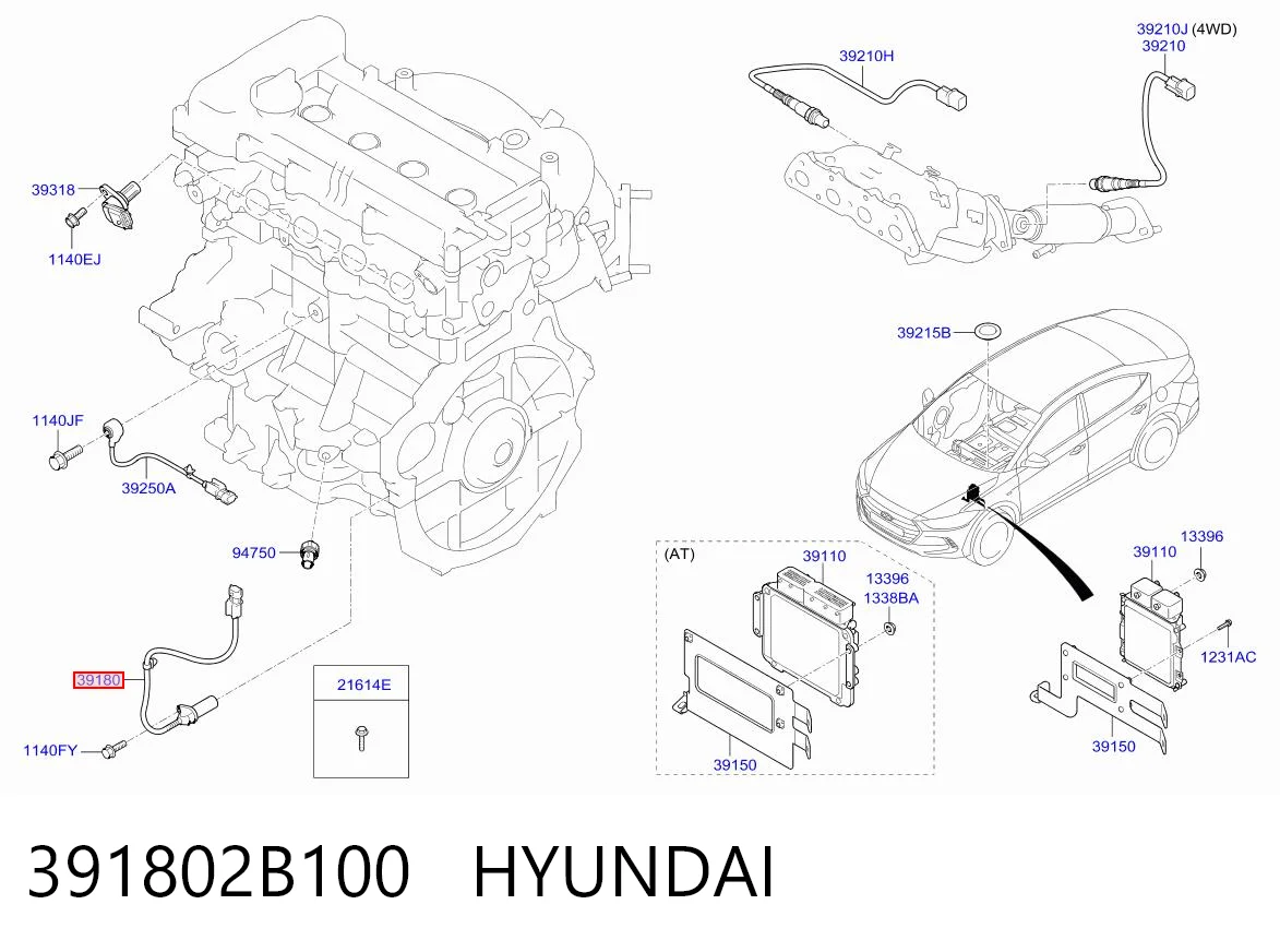 391802B100 Hyundai/Kia Czujnik położenia wału korbowego