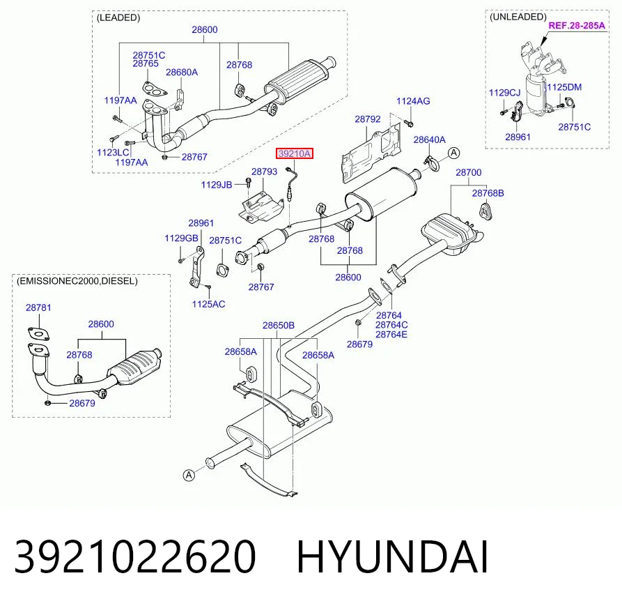 3921022620 Hyundai/Kia Sonda lambda czujnik tlenu po katalizatorze