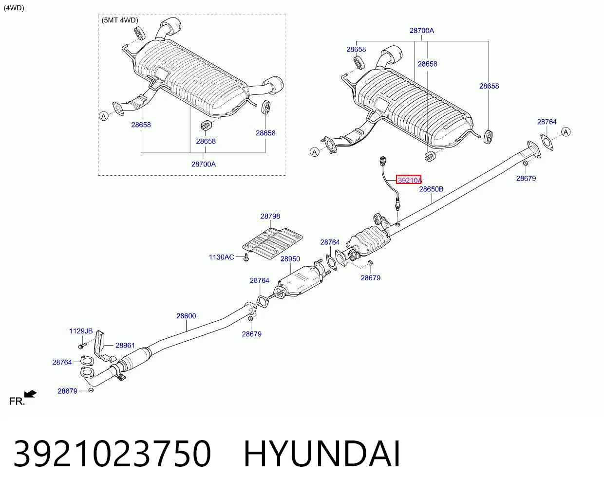 3921023750 Hyundai/Kia Sonda lambda czujnik tlenu po katalizatorze