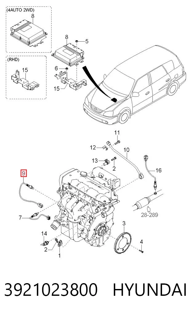 3921023800 Hyundai/Kia Sonda lambda, czujnik tlenu