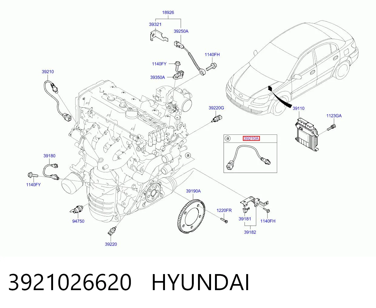 3921026620 Hyundai/Kia Sonda lambda czujnik tlenu po katalizatorze