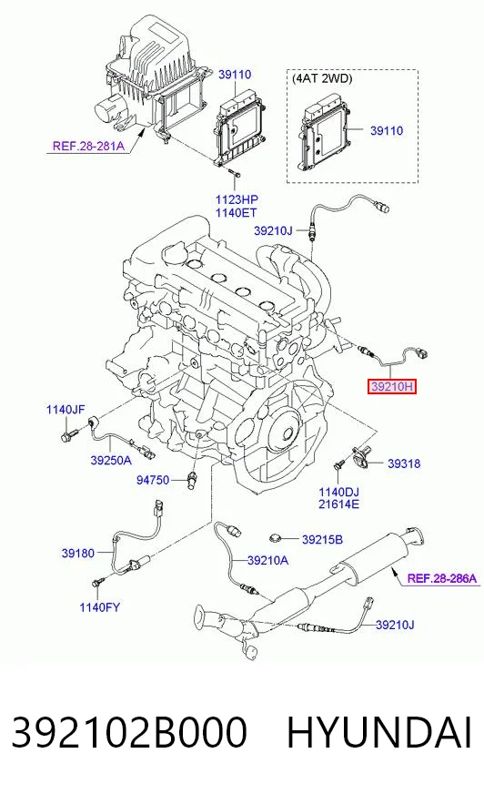 392102B000 Hyundai/Kia Sonda lambda czujnik tlenu przed katalizatorem