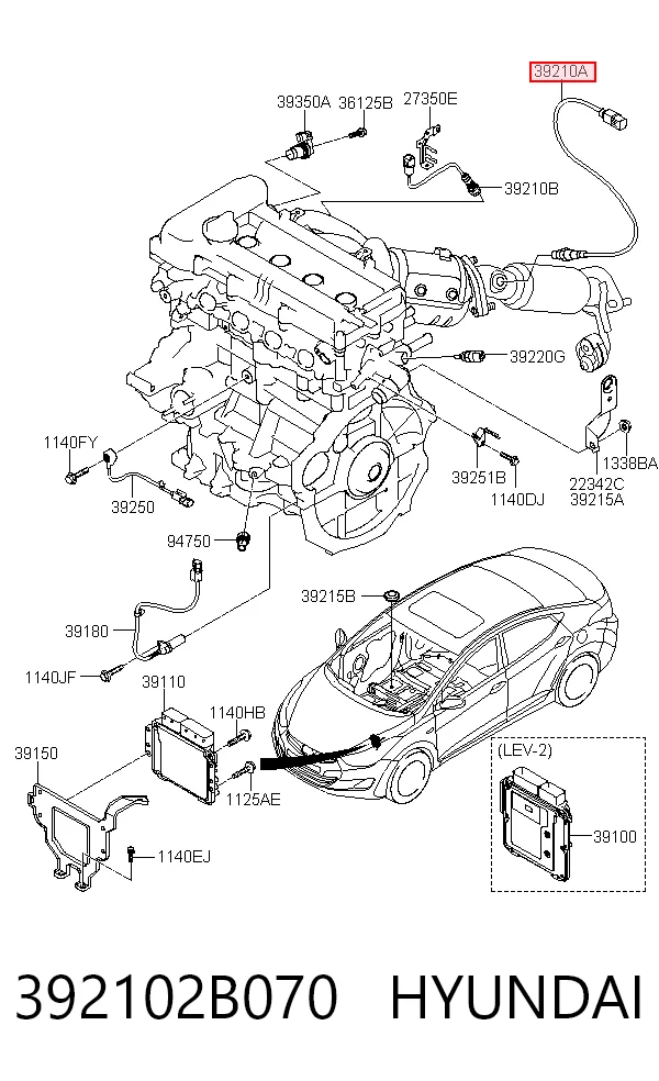 392102B070 Hyundai/Kia Sonda lambda czujnik tlenu po katalizatorze