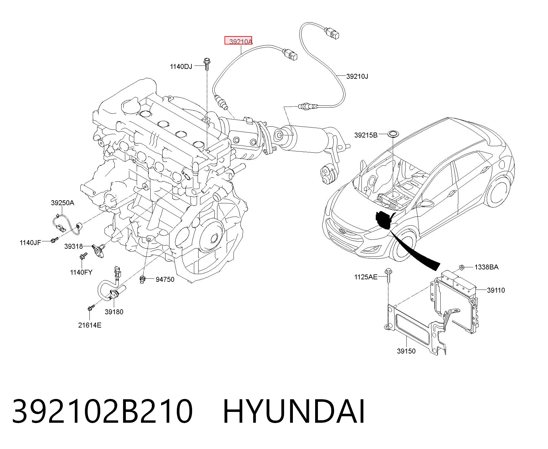 392102B210 Hyundai/Kia Sonda lambda czujnik tlenu przed katalizatorem