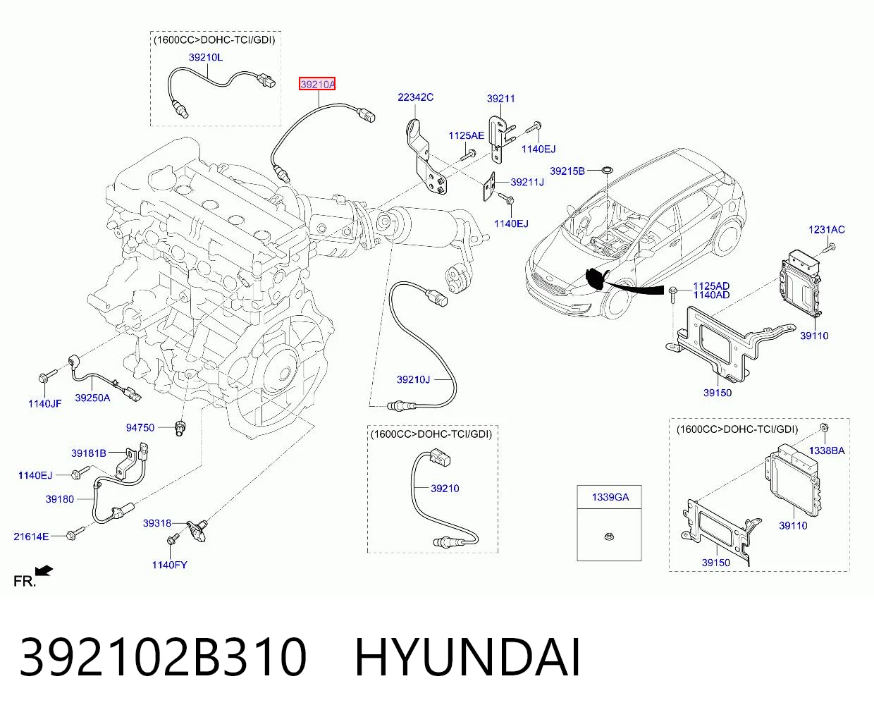 392102B310 Hyundai/Kia Sonda lambda, czujnik tlenu