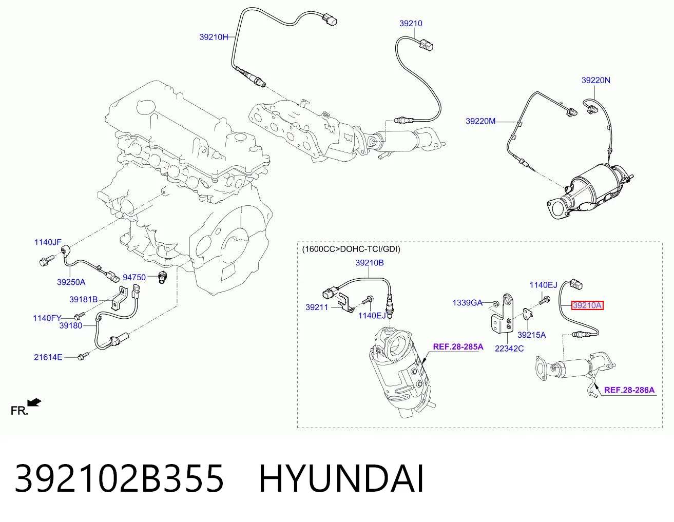 Do koszyka Sonda lambda, czujnik tlenu Hyundai Tucson III TL