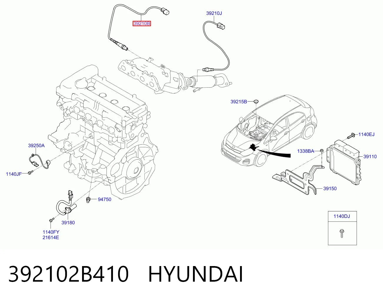 392102B410 Hyundai/Kia Sonda lambda czujnik tlenu przed katalizatorem