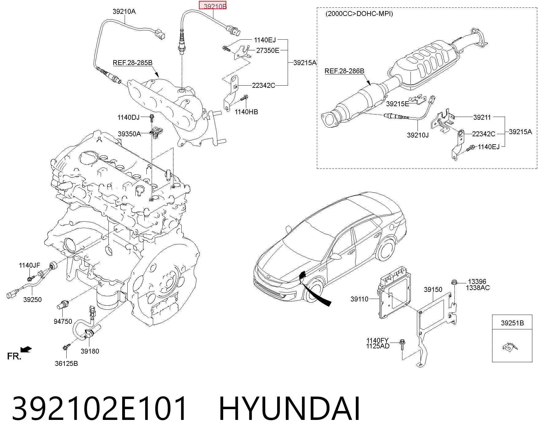 392102E101 Hyundai/Kia Sonda lambda czujnik tlenu przed katalizatorem