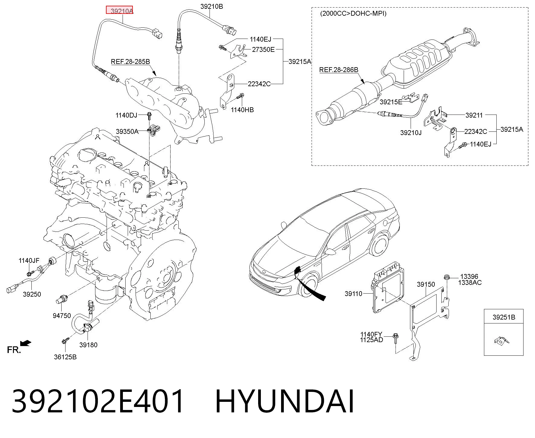 392102E401 Hyundai/Kia Sonda lambda czujnik tlenu przed katalizatorem