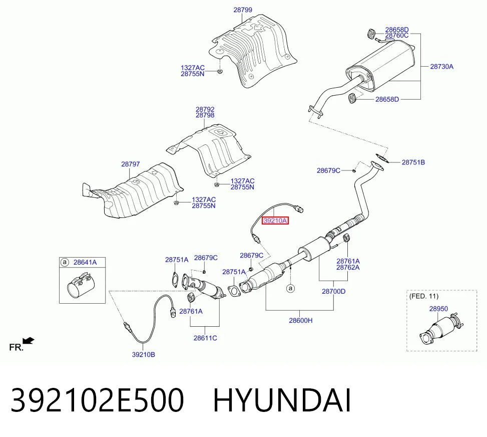 392102E500 Hyundai/Kia Sonda lambda czujnik tlenu po katalizatorze