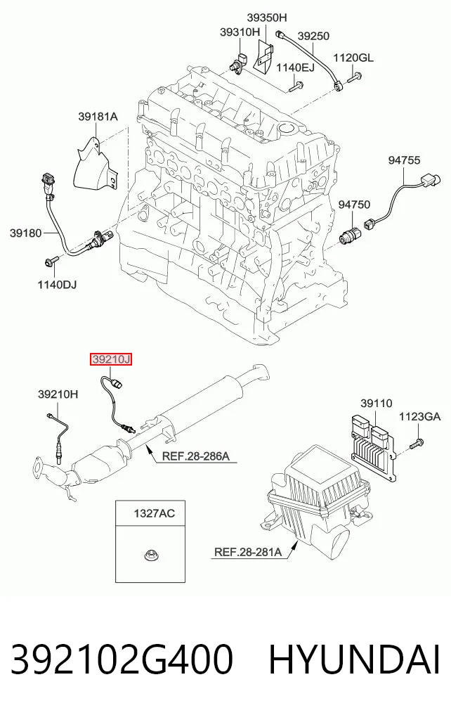 392102G400 Hyundai/Kia Sonda lambda czujnik tlenu po katalizatorze