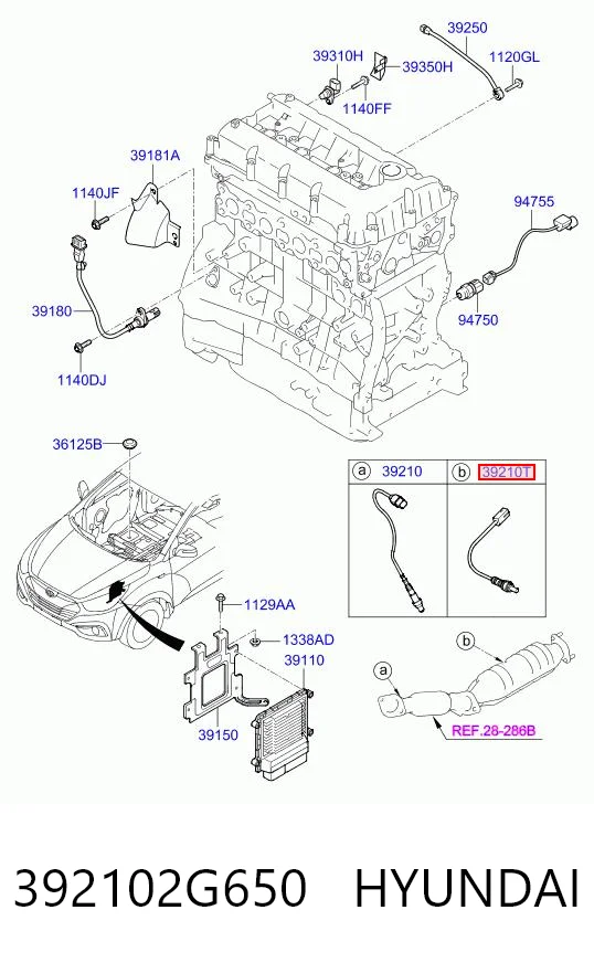 392102G650 Hyundai/Kia Sonda lambda czujnik tlenu po katalizatorze
