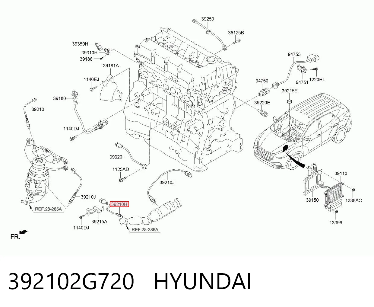 392102G720 Hyundai/Kia Sonda lambda, czujnik tlenu
