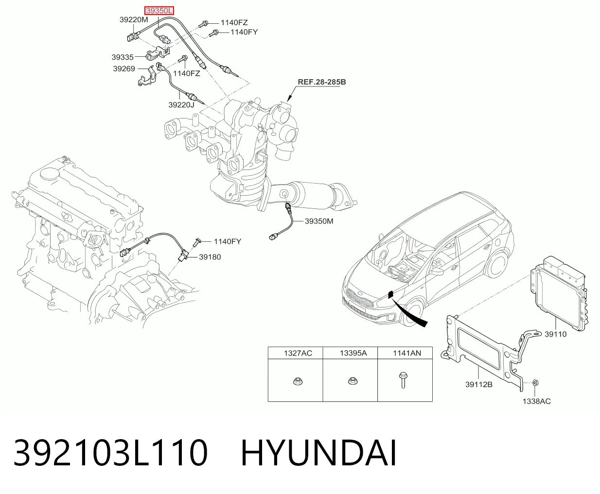 392103L110 Hyundai/Kia Sonda lambda czujnik tlenu przed katalizatorem