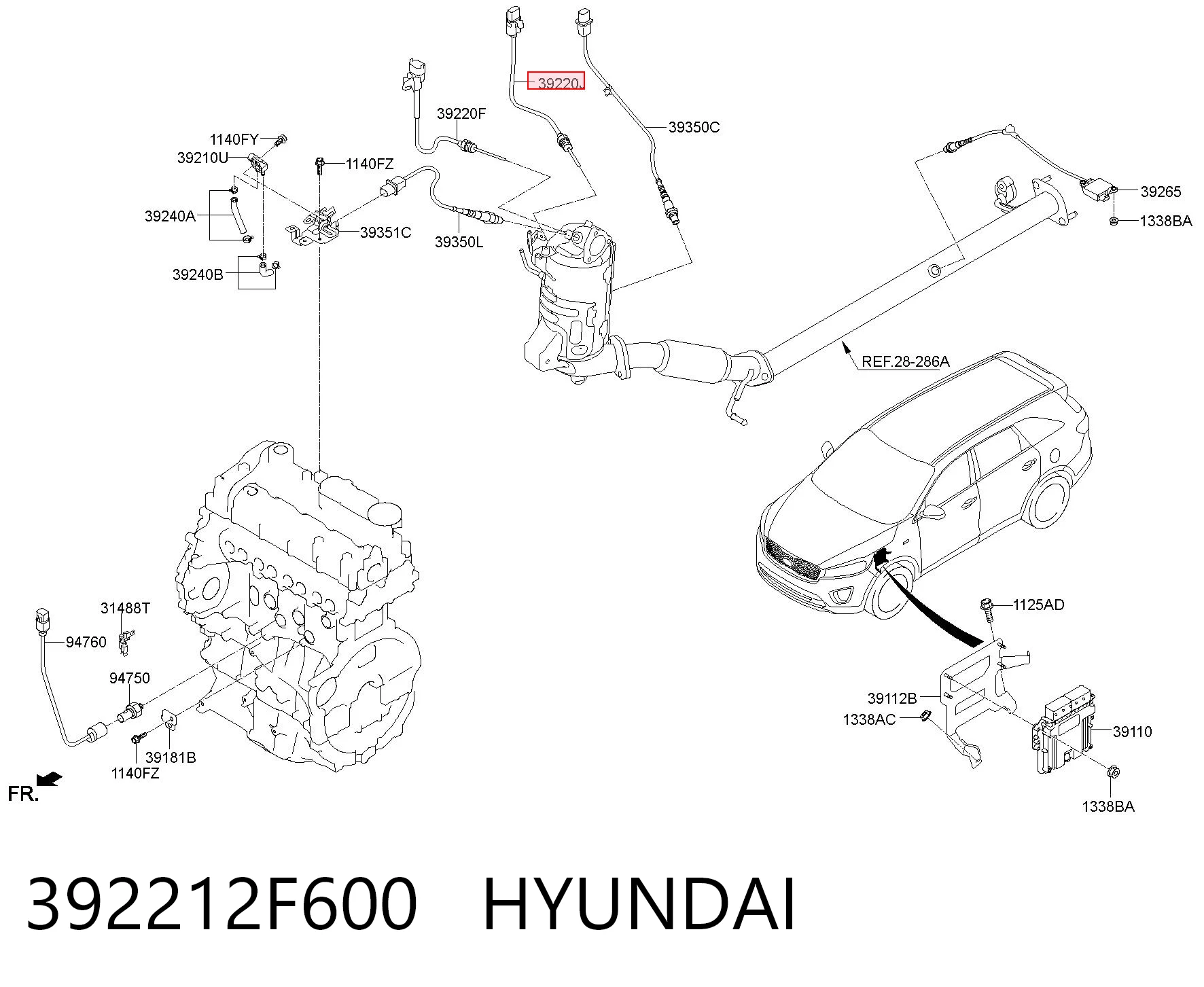 392212F600 Hyundai/Kia Czujnik temperatury spalin, filtra cząstek stałych