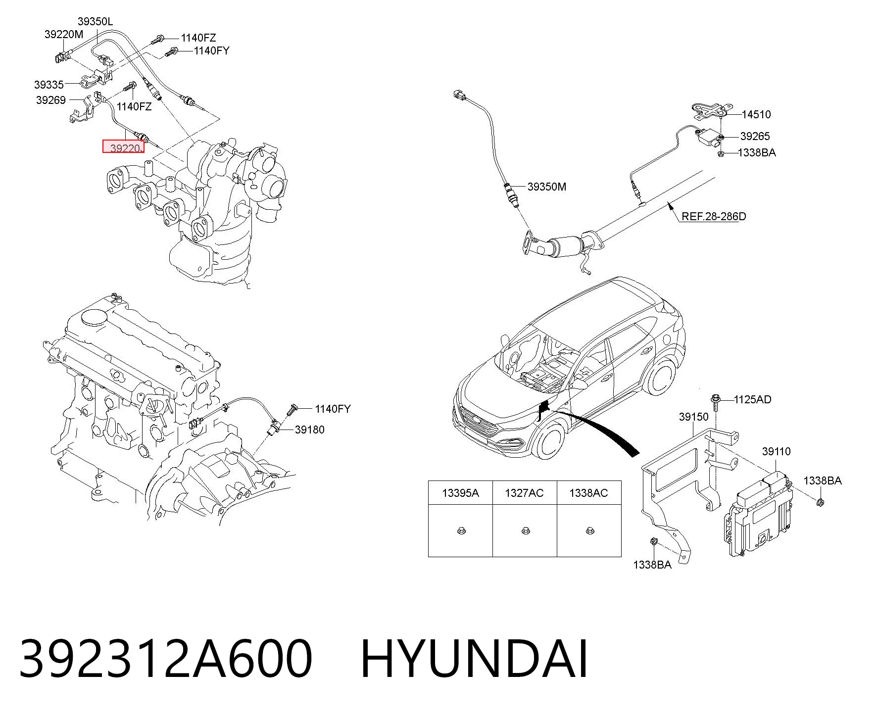 392312A600 Hyundai/Kia Czujnik temperatury spalin, przed turbiną