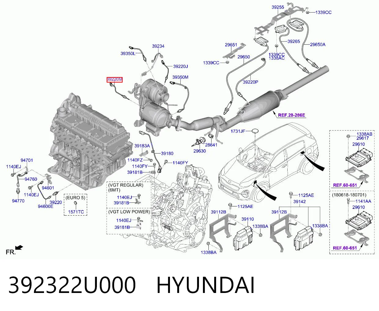 392322U000 Hyundai/Kia Czujnik temperatury spalin, przed filtrem cząstek stałych