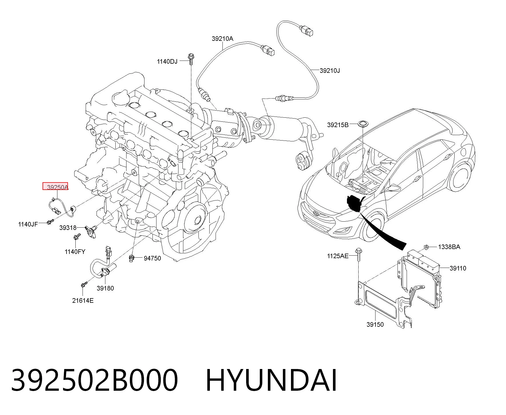 392502B000 Hyundai/Kia Czujnik stukowy (czujnik spalania stukowego)