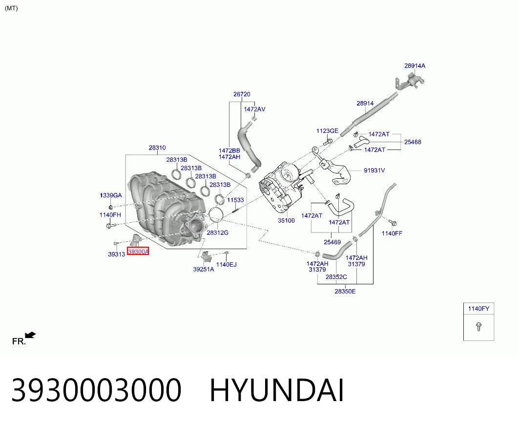 3930003000 Hyundai/Kia Czujnik ciśnienia w kolektorze ssącym, MAP