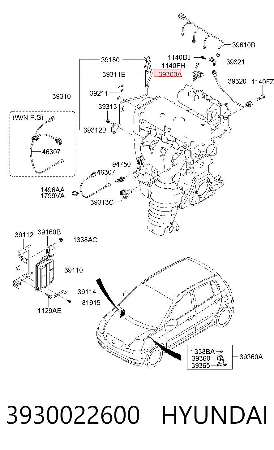 3930022600 Hyundai/Kia Czujnik ciśnienia w kolektorze ssącym, MAP