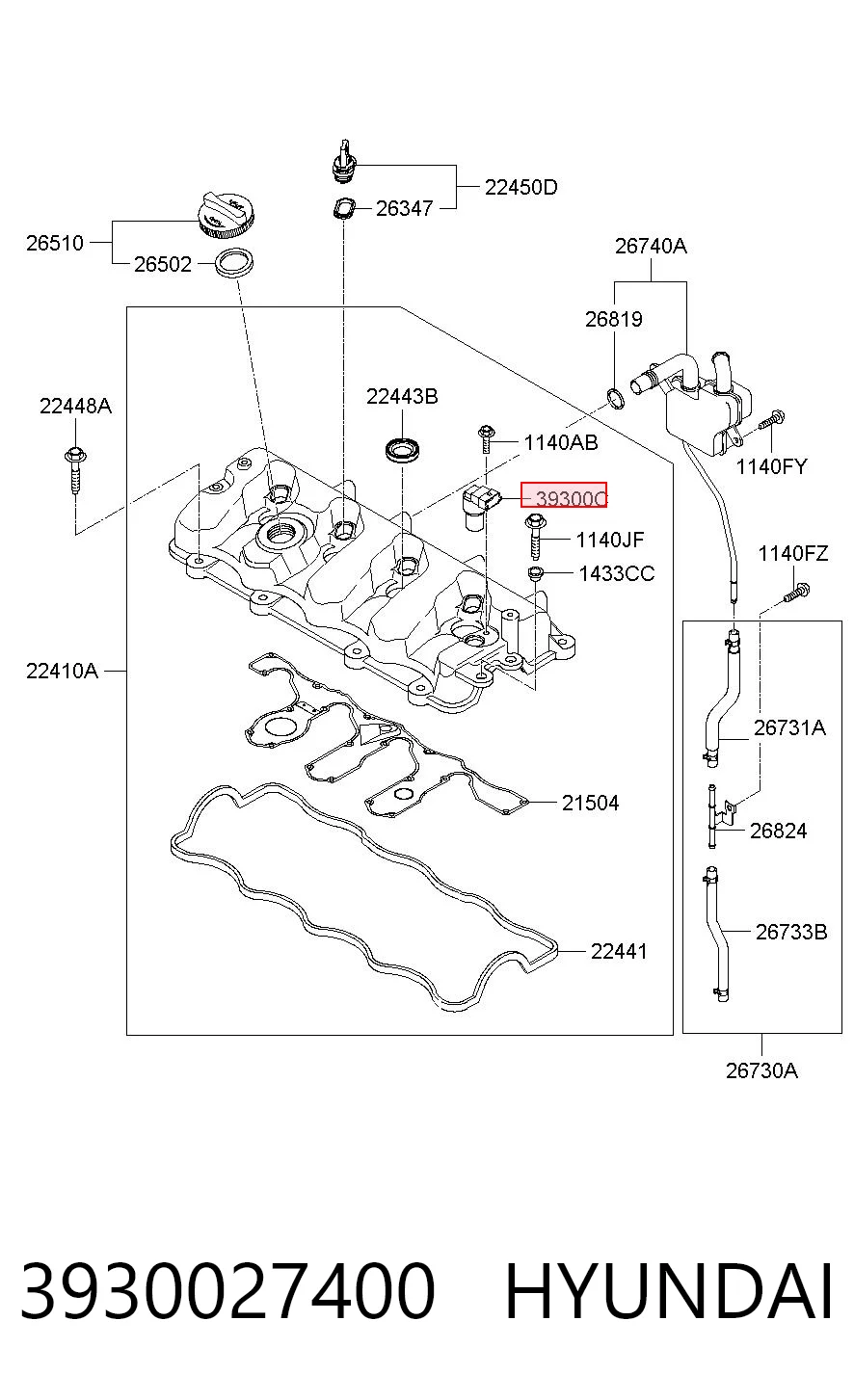 3930027400 Hyundai/Kia Czujnik położenia wałka rozrządu