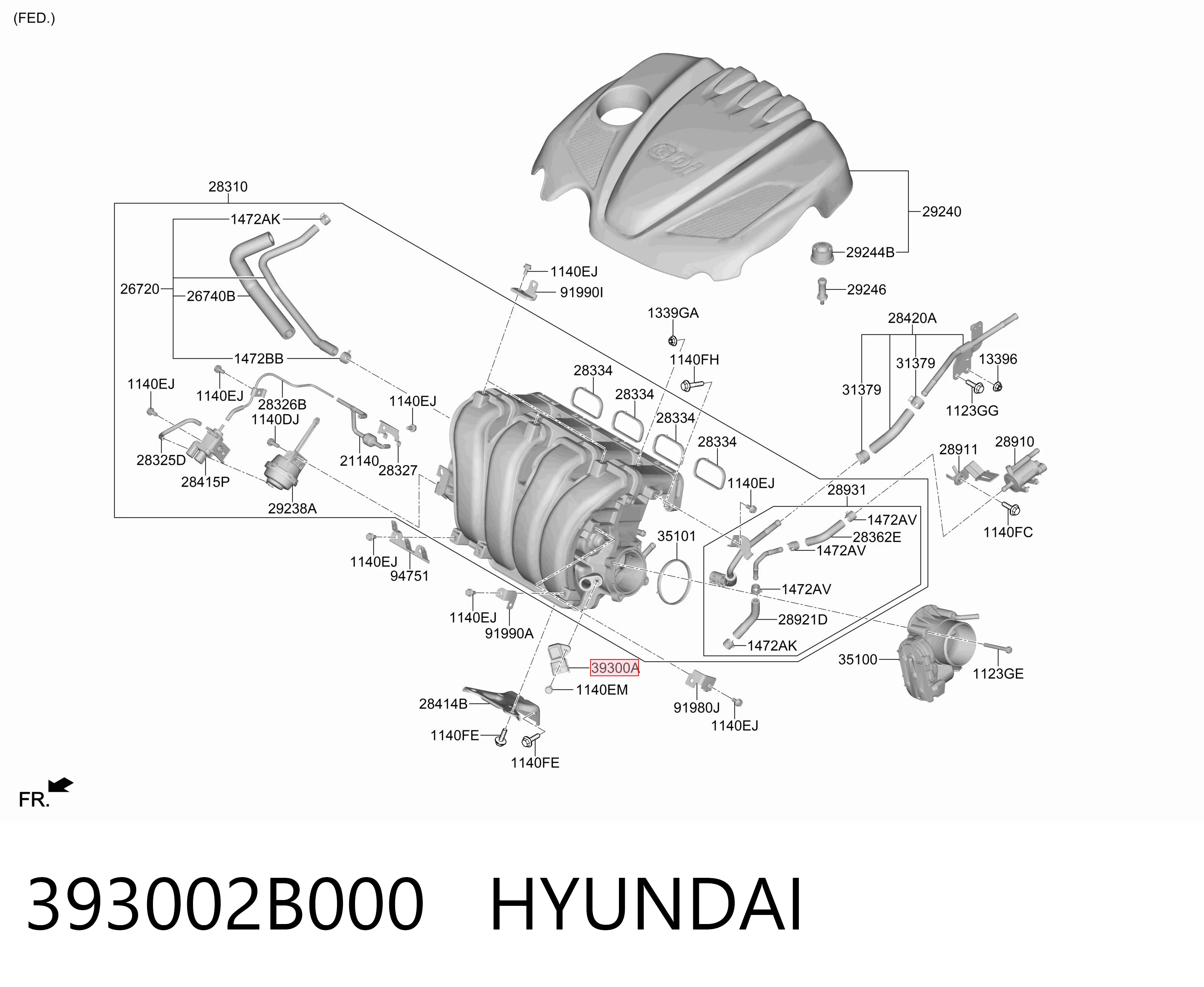 393002B000 Hyundai/Kia Czujnik ciśnienia w kolektorze ssącym, MAP