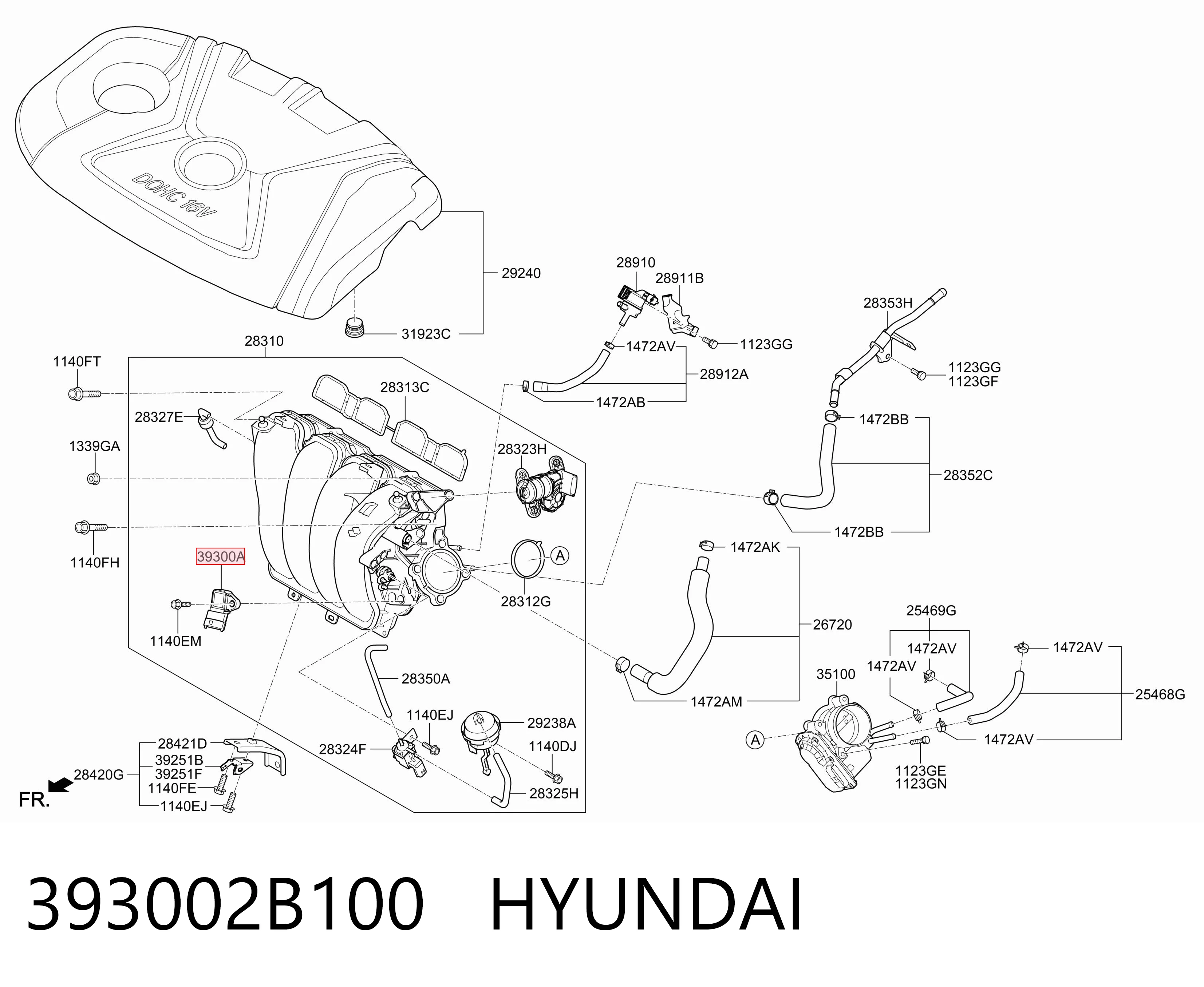 393002B100 Hyundai/Kia Czujnik ciśnienia w kolektorze ssącym, MAP