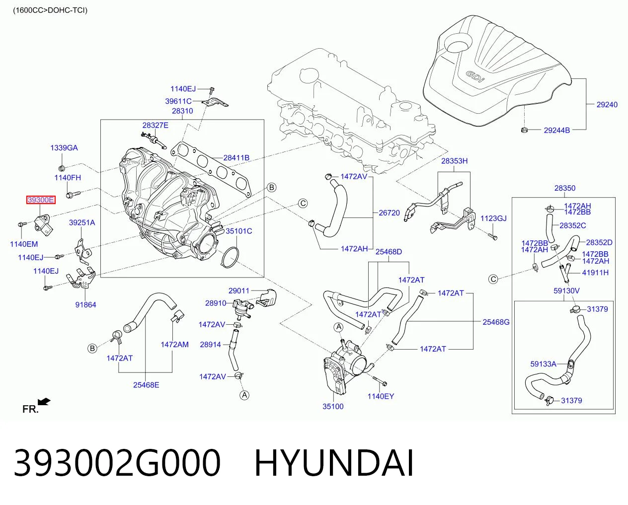 393002G000 Hyundai/Kia Czujnik ciśnienia doładowania (powietrza w turbinę)