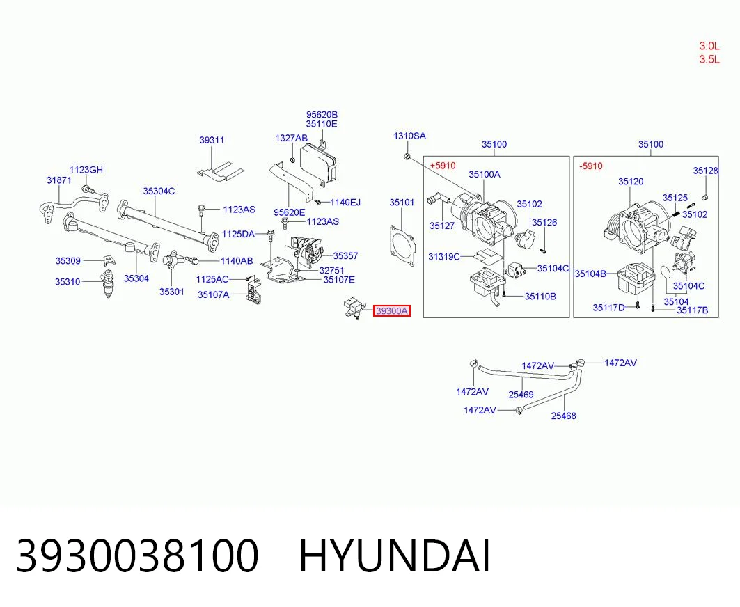 3930038100 Hyundai/Kia Czujnik ciśnienia w kolektorze ssącym, MAP