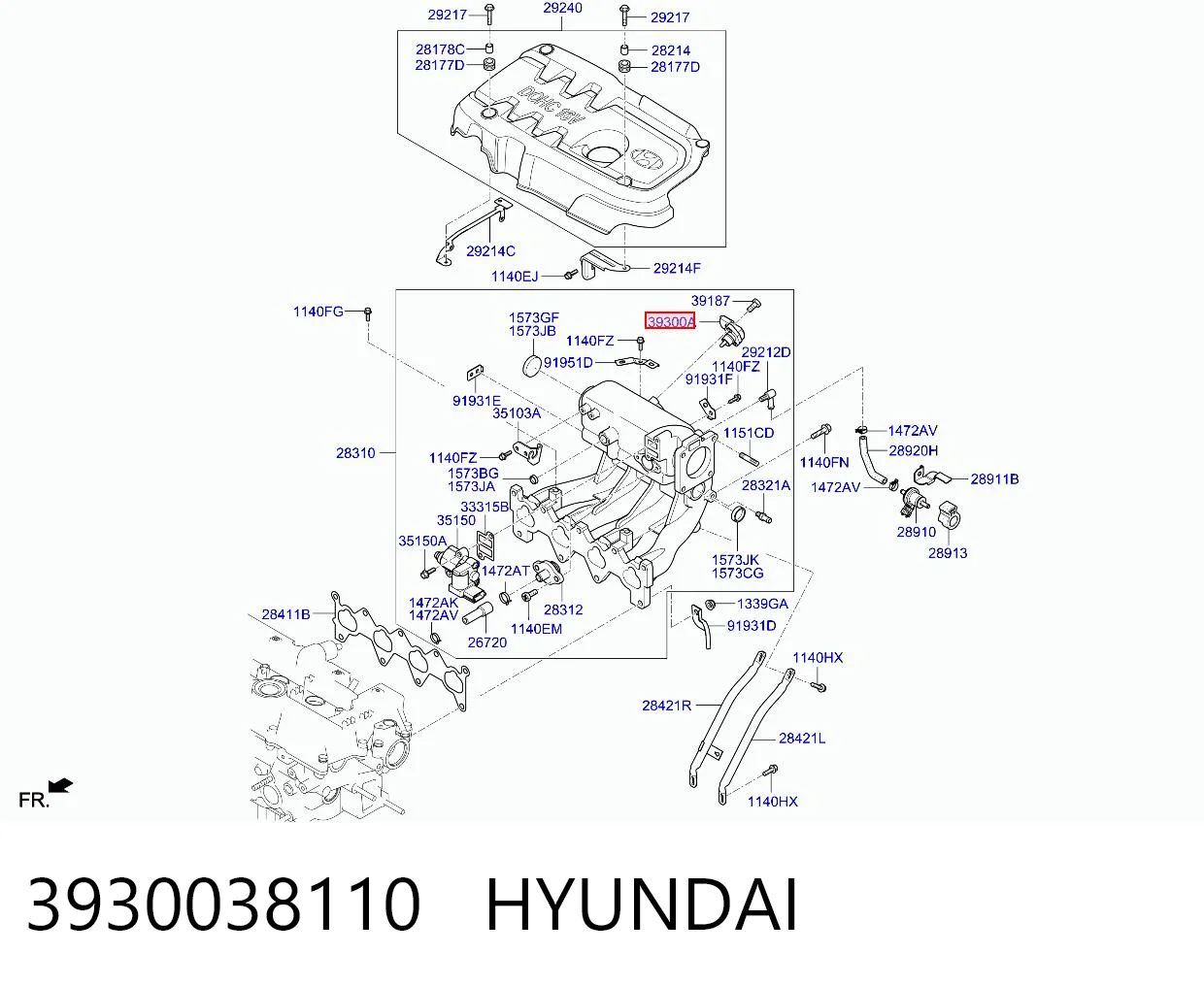 3930038110 Hyundai/Kia Czujnik ciśnienia w kolektorze ssącym, MAP