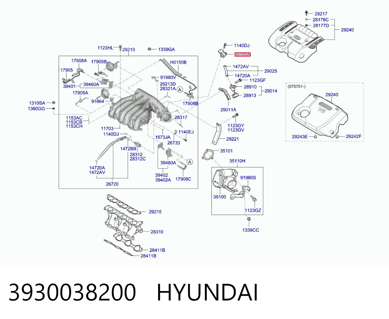 3930038200 Hyundai/Kia Czujnik ciśnienia w kolektorze ssącym, MAP
