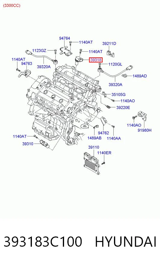 393183C100 Hyundai/Kia Czujnik położenia wałka rozrządu