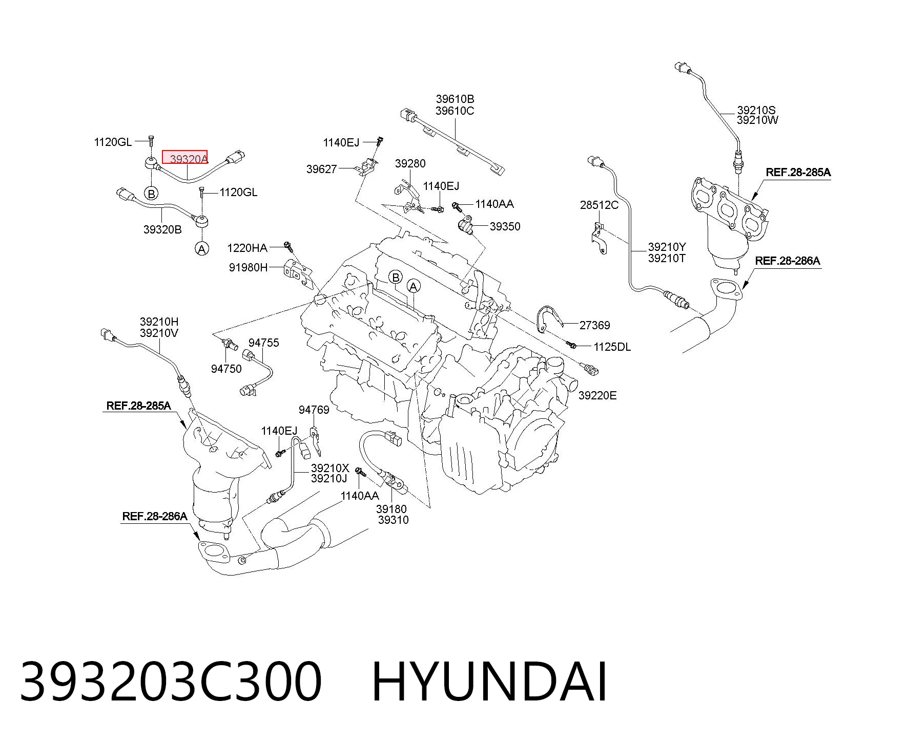 393203C300 Hyundai/Kia Czujnik stukowy (czujnik spalania stukowego)