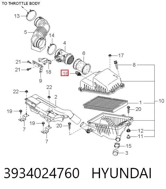 3934024760 Hyundai/Kia Czujnik temperatury powietrza wlotowego
