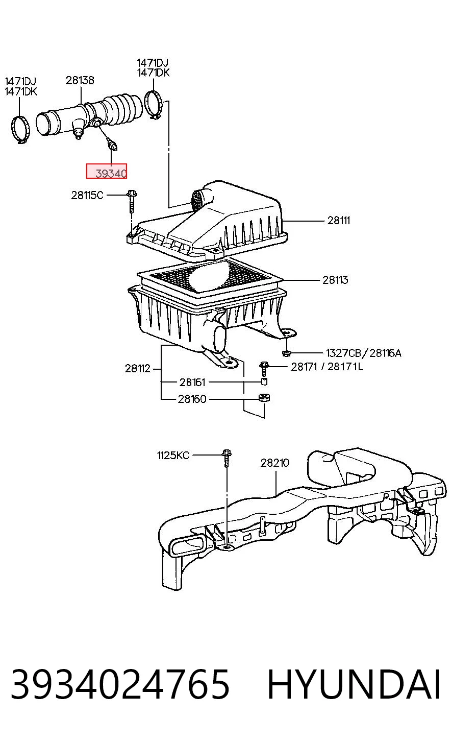 3934024765 Hyundai/Kia Czujnik temperatury powietrza wlotowego
