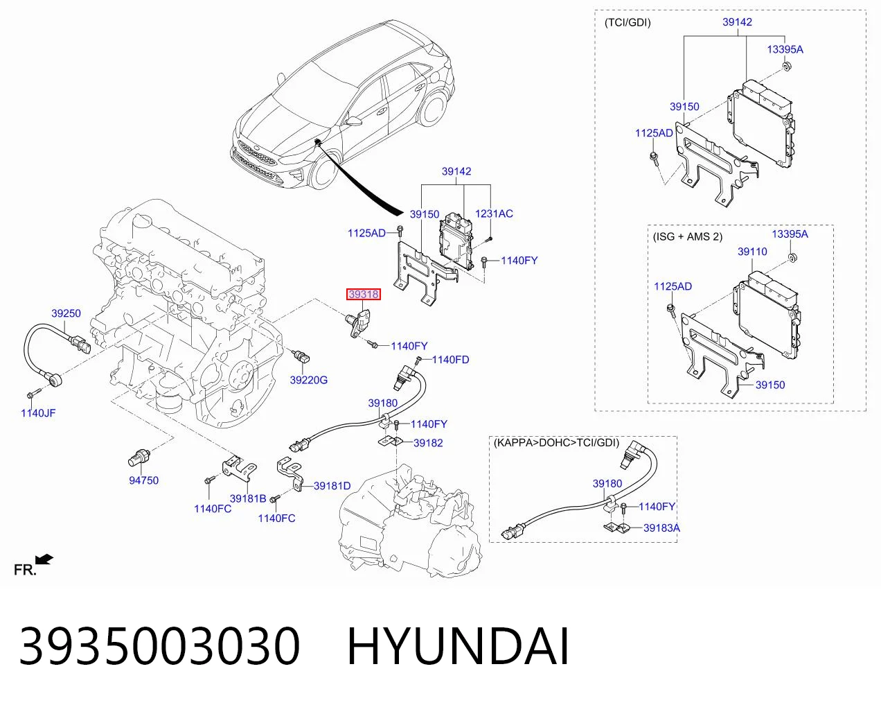 3935003030 Hyundai/Kia Czujnik położenia wałka rozrządu