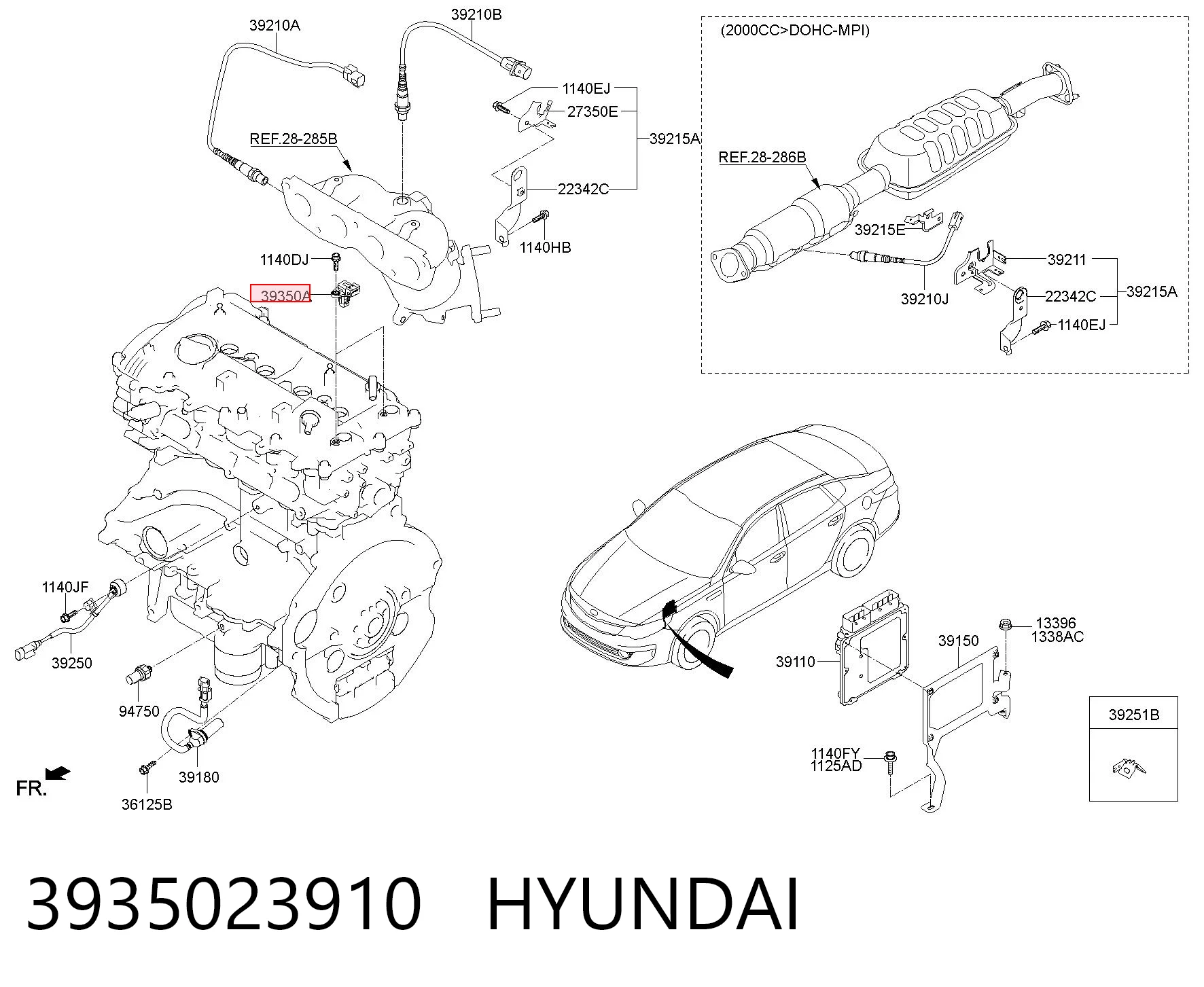 3935023910 Hyundai/Kia Czujnik położenia wałka rozrządu