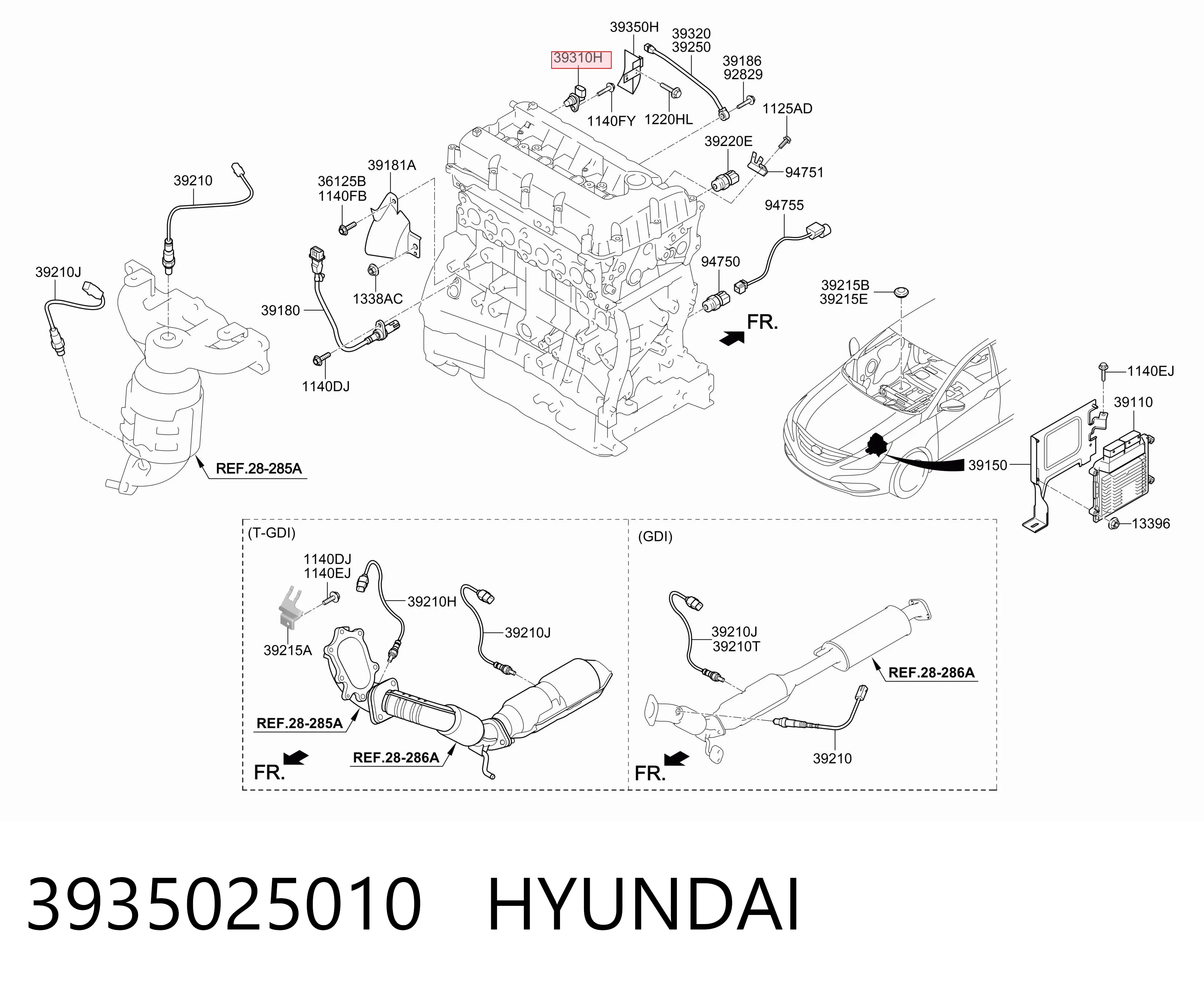 3935025010 Hyundai/Kia Czujnik położenia wałka rozrządu