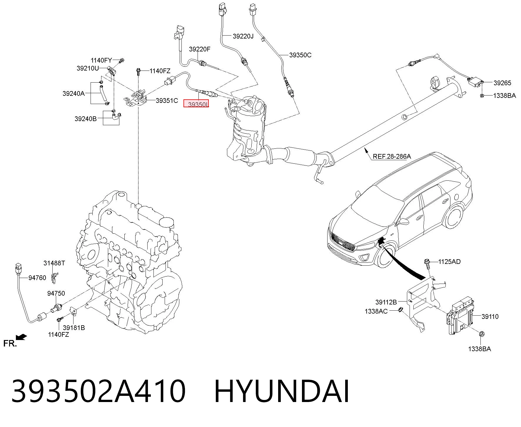 Sonda lambda, czujnik tlenu Hyundai Santa Fe III SUV (DM) (2012 - 2018) cena, od 69,81 USD