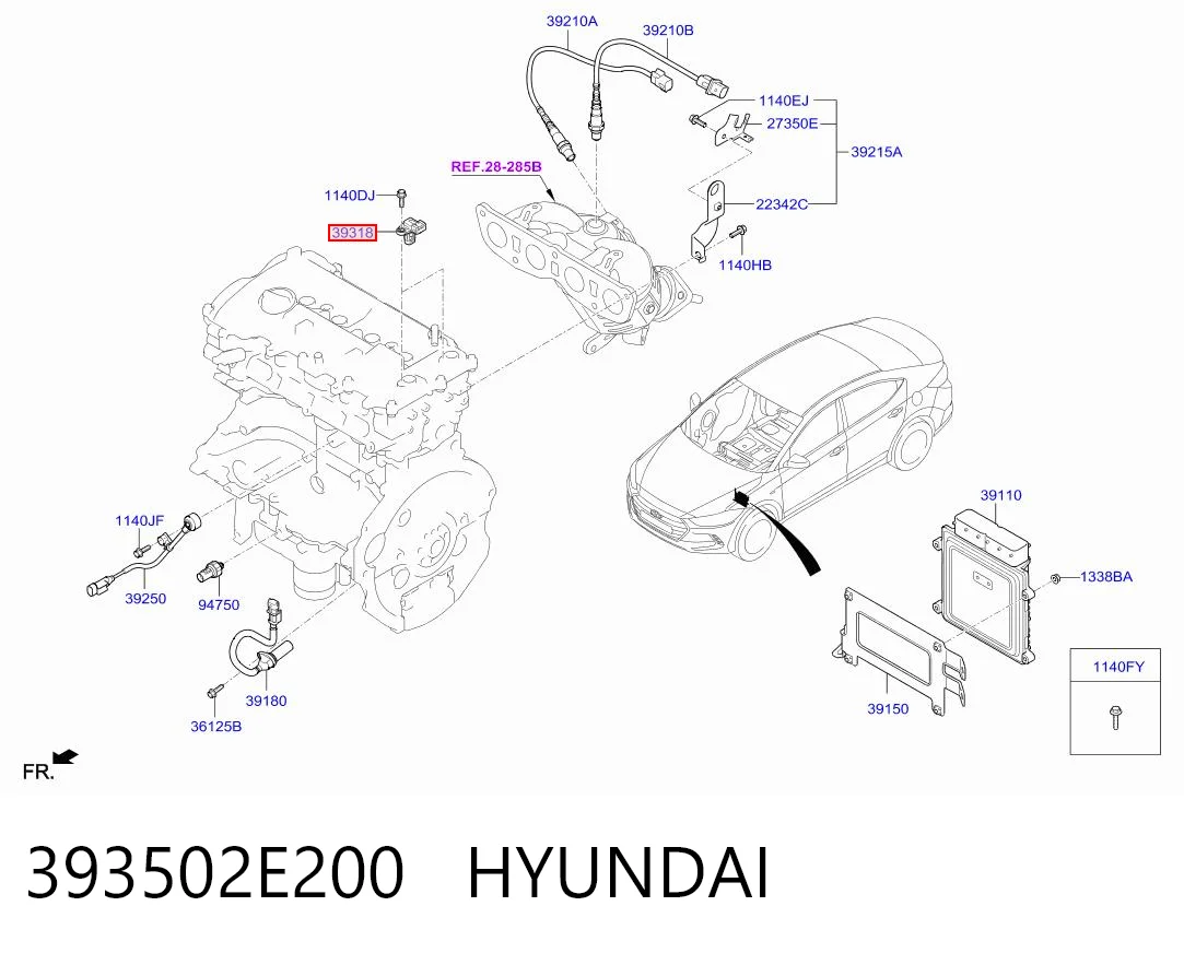 393502E200 Hyundai/Kia Czujnik położenia wałka rozrządu