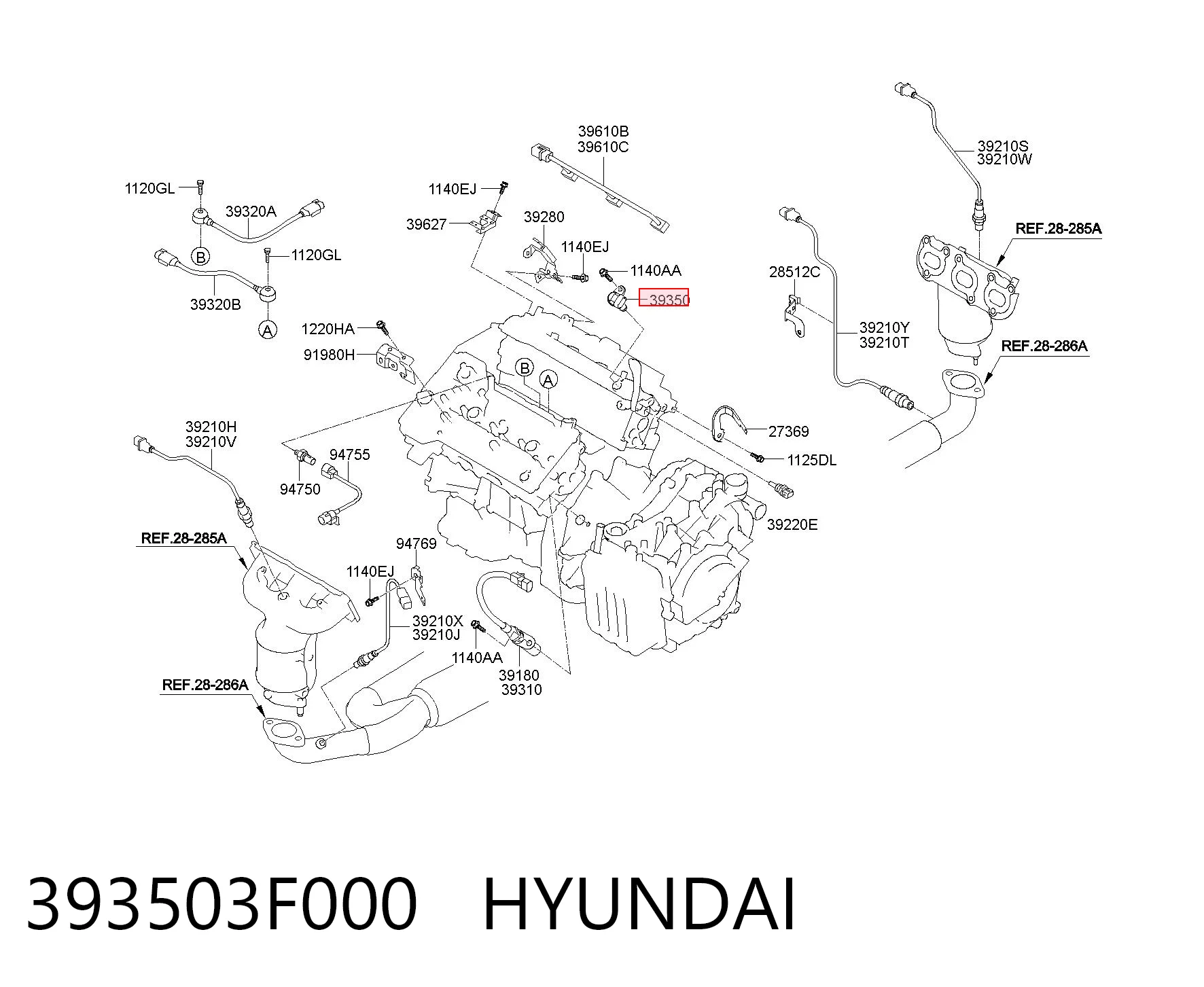 393503F000 Hyundai/Kia Czujnik położenia wałka rozrządu