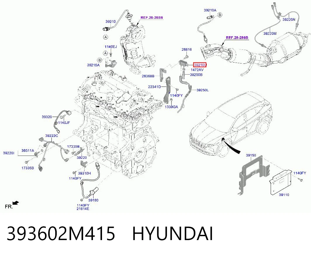 393602M415 Hyundai/Kia Czujnik ciśnienia spalin