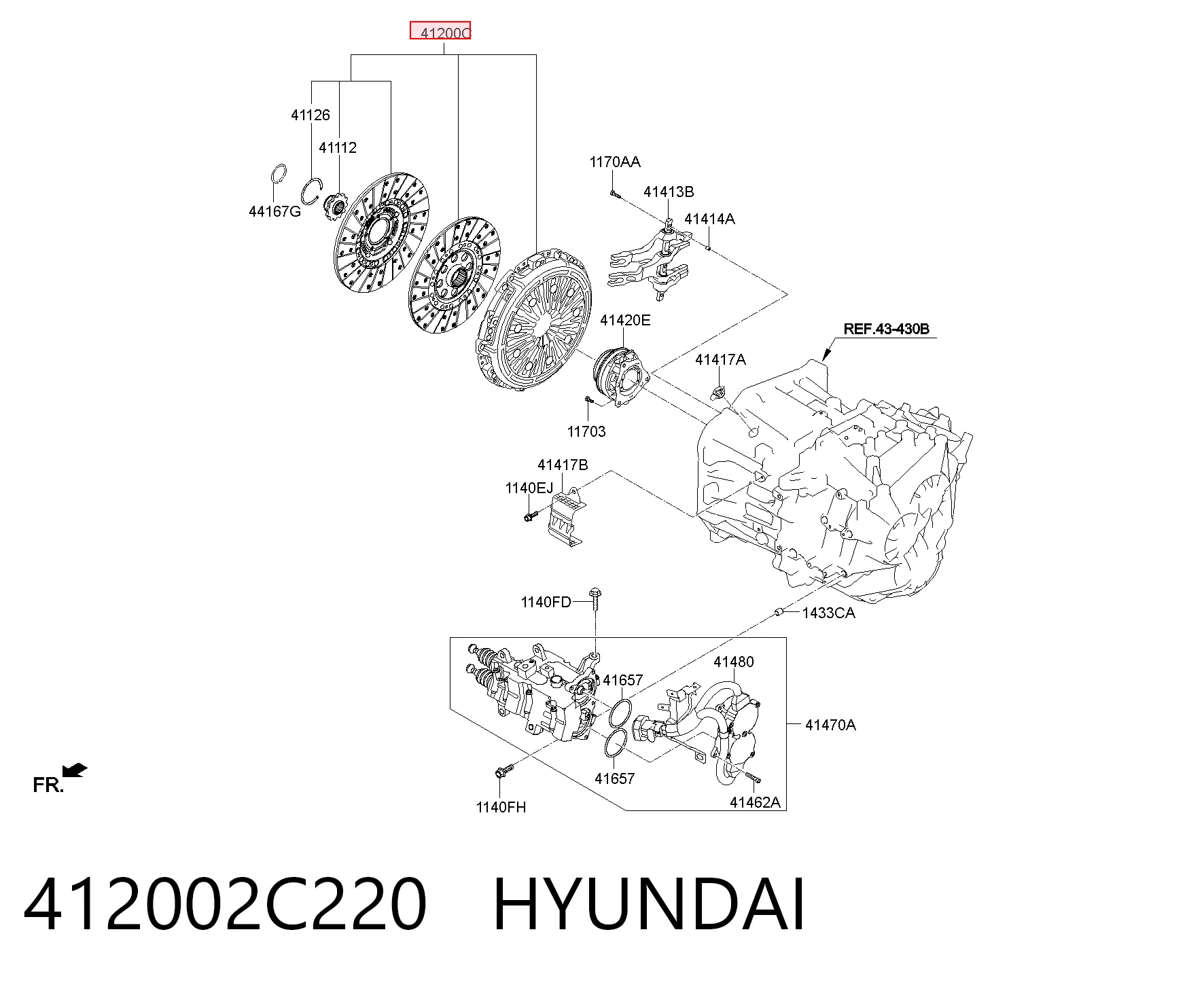 412002C220 Hyundai/Kia Zestaw sprzęgła (3 części)