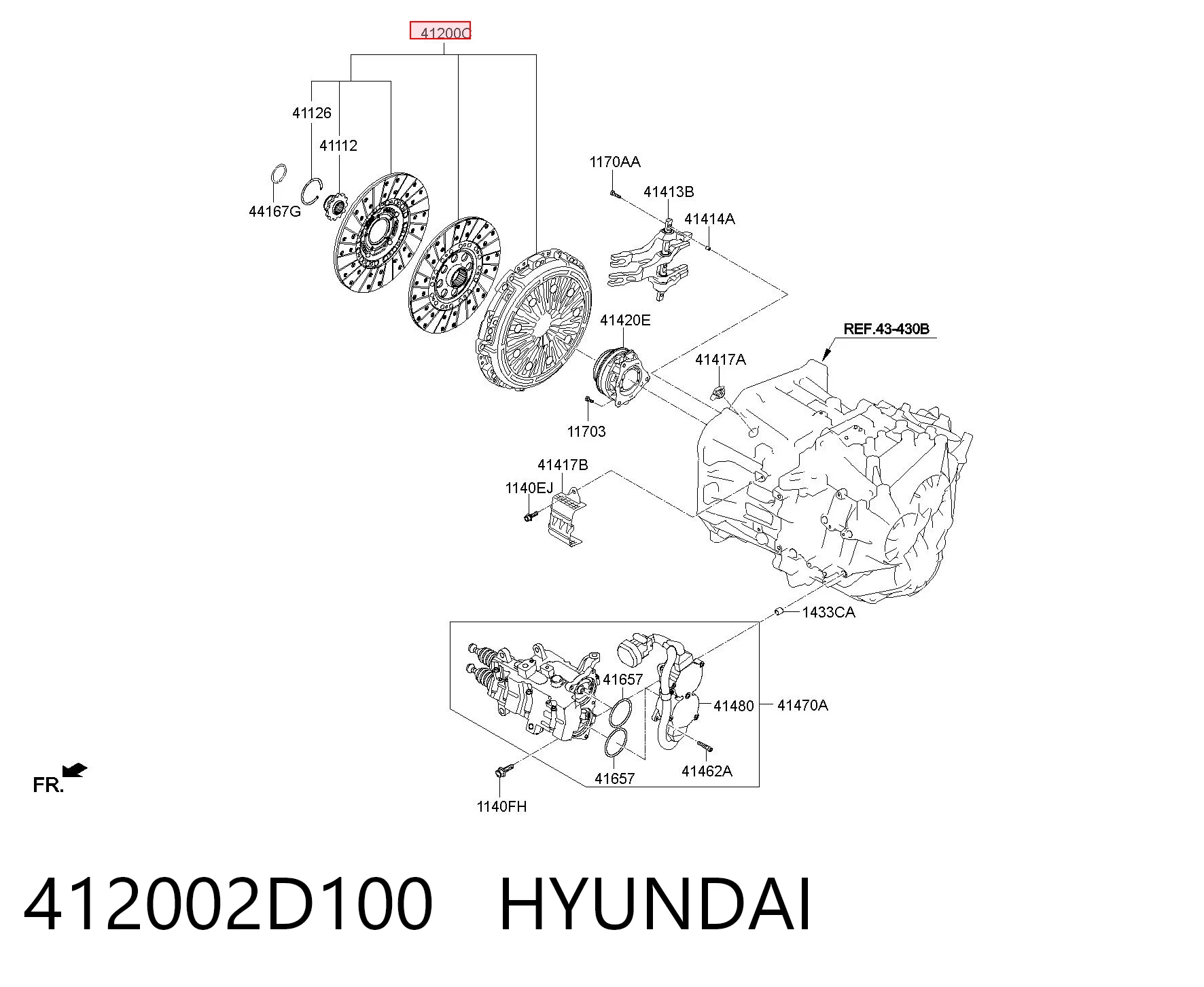 412002D100 Hyundai/Kia Zestaw sprzęgła (3 części)