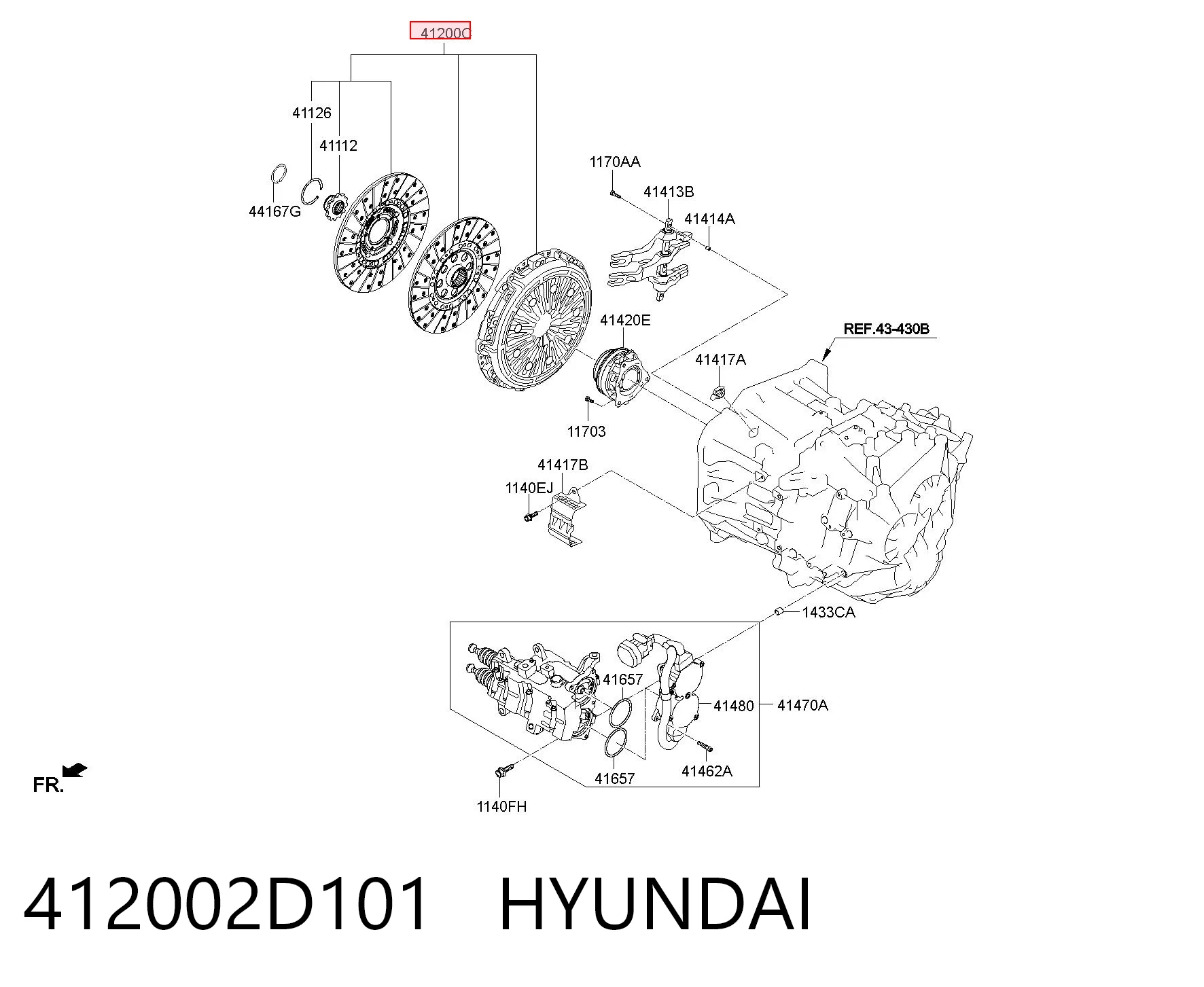 412002D101 Hyundai/Kia Zestaw sprzęgła (3 części)