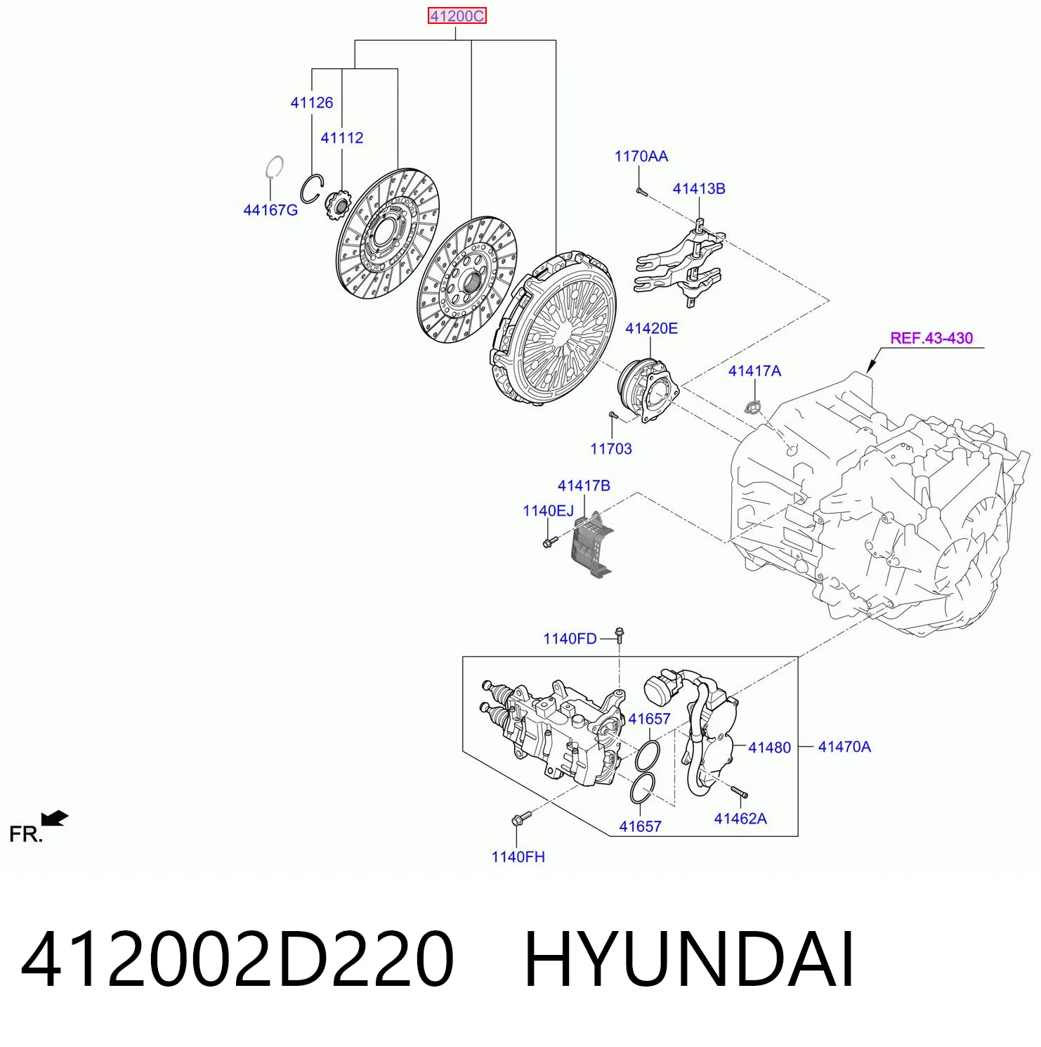412002D220 Hyundai/Kia Zestaw sprzęgła (3 części)