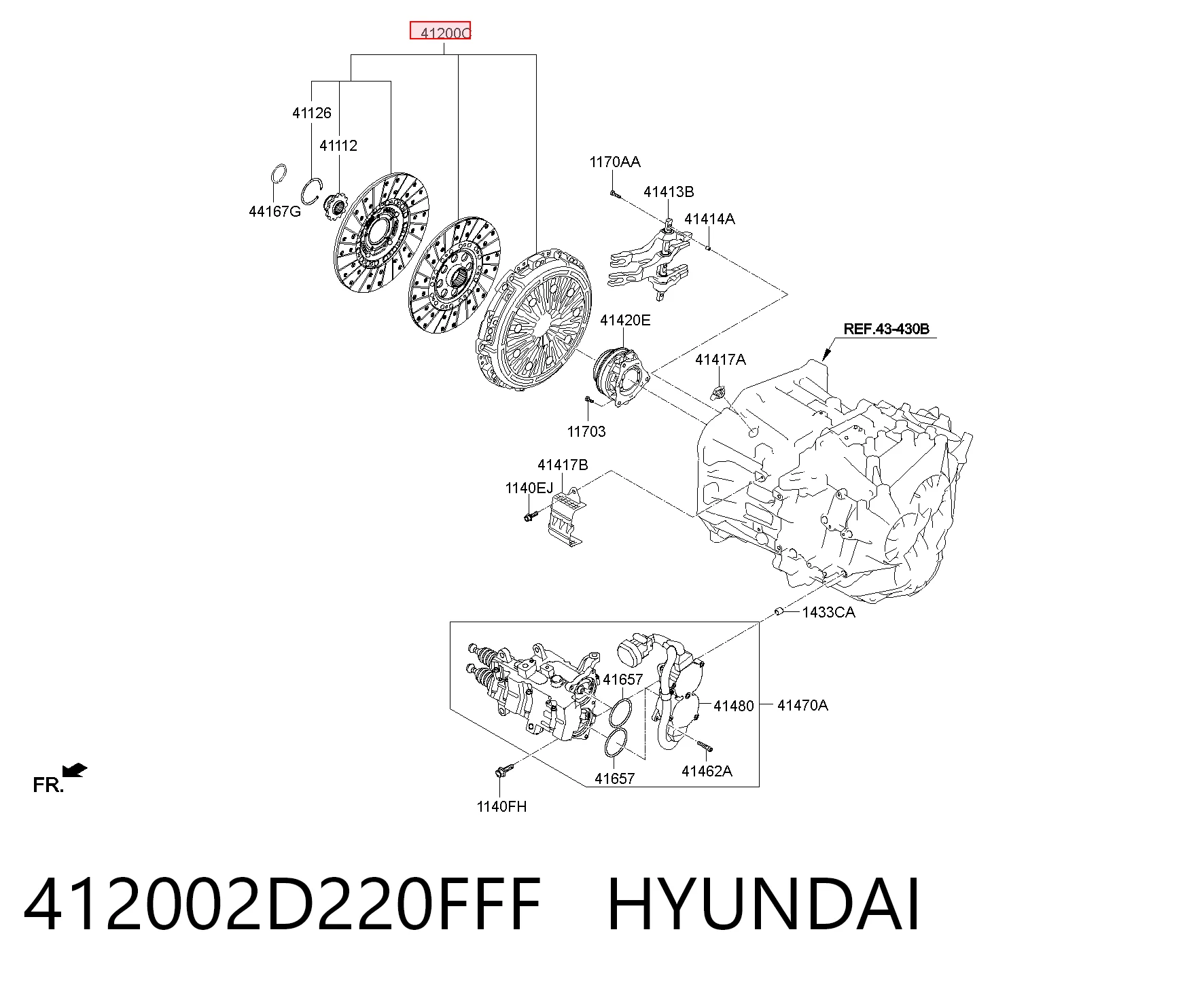 412002D220FFF Hyundai/Kia Zestaw sprzęgła (3 części)