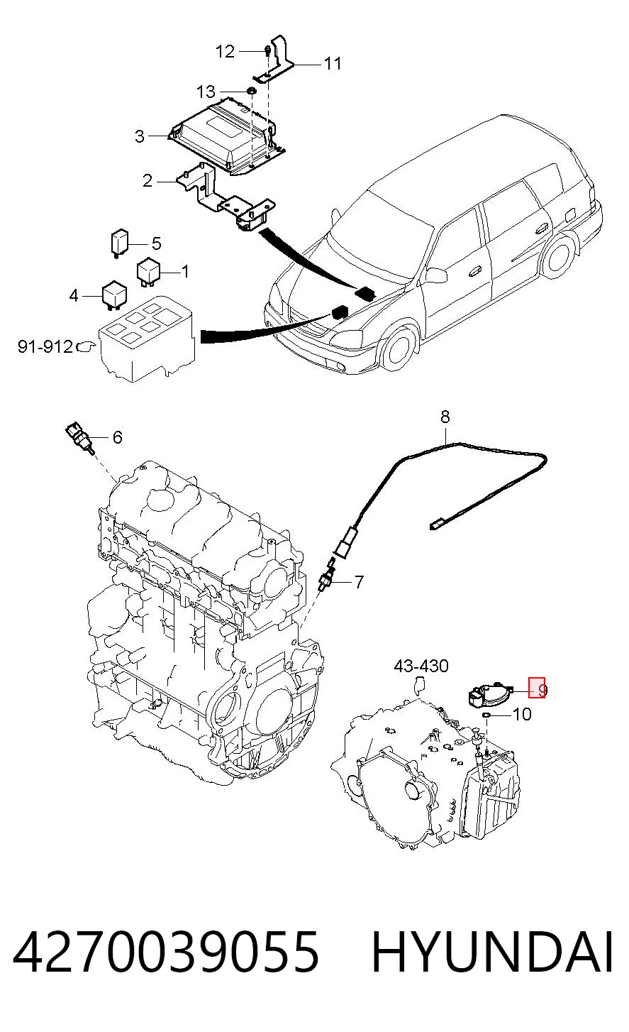 4270039055 Hyundai/Kia Czujnik automatycznej skrzyni biegów