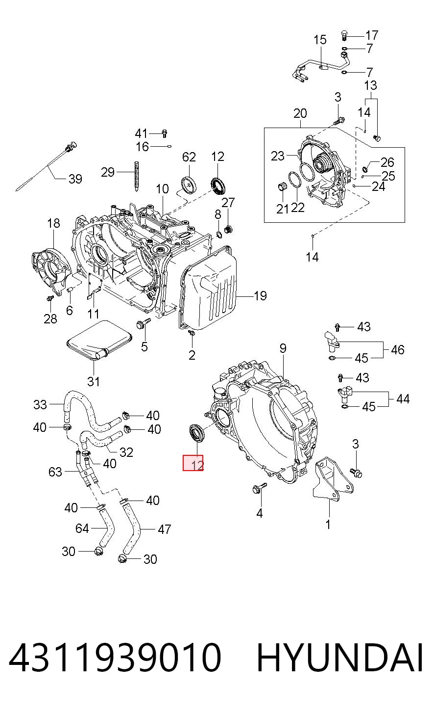4311939010 Hyundai/Kia Uszczelniacz półosi mostu przedniego