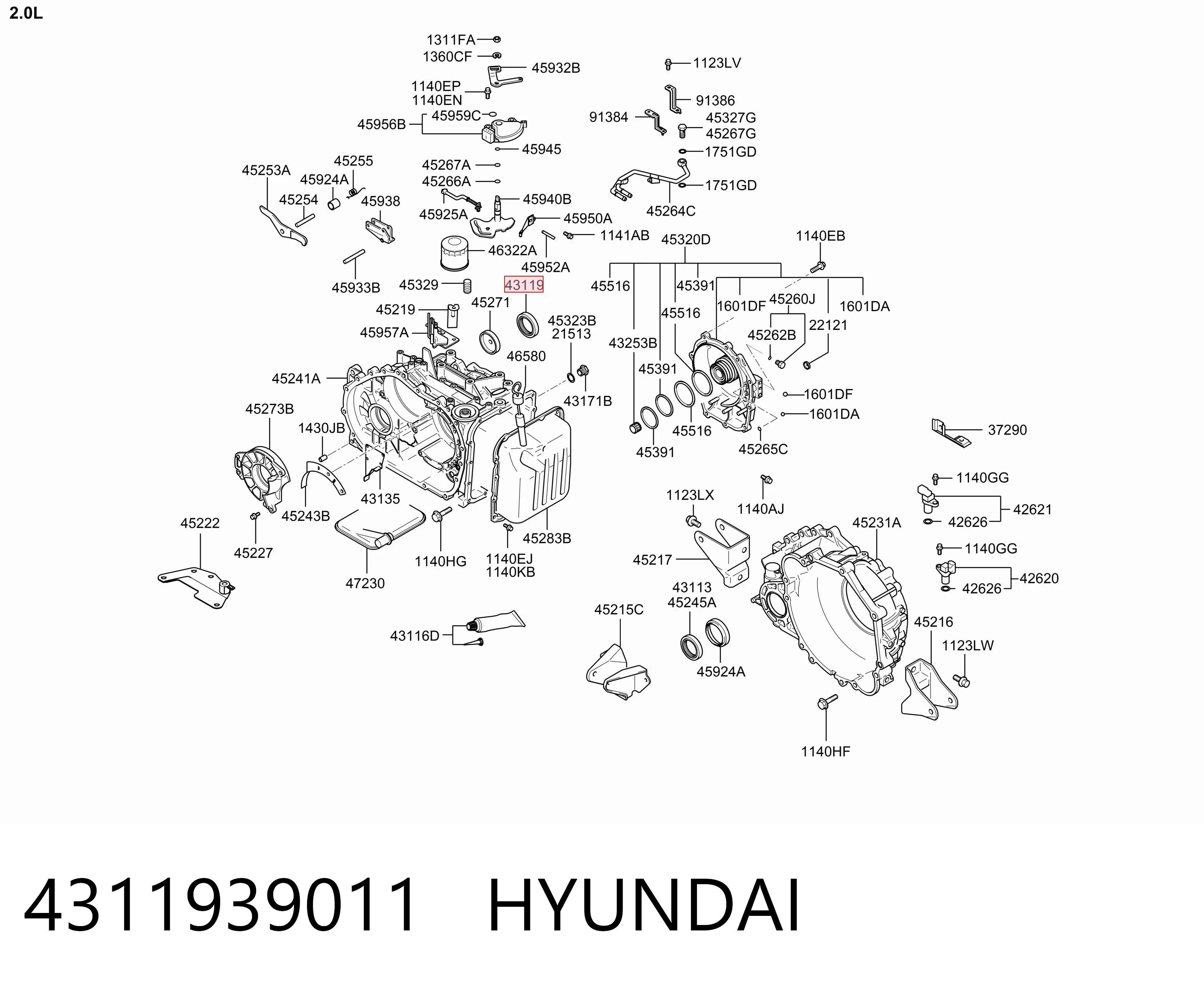 4311939011 Hyundai/Kia Uszczelniacz półosi mostu przedniego